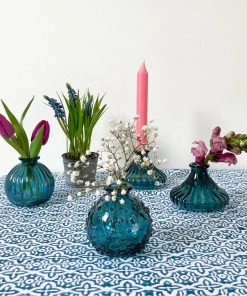 Terrace And Garden Round Blue Glass Bottle