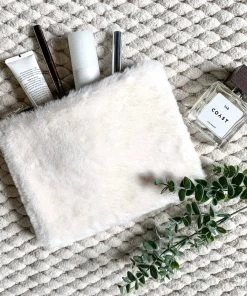 Parlane Faux Fur Washbag In Winter White