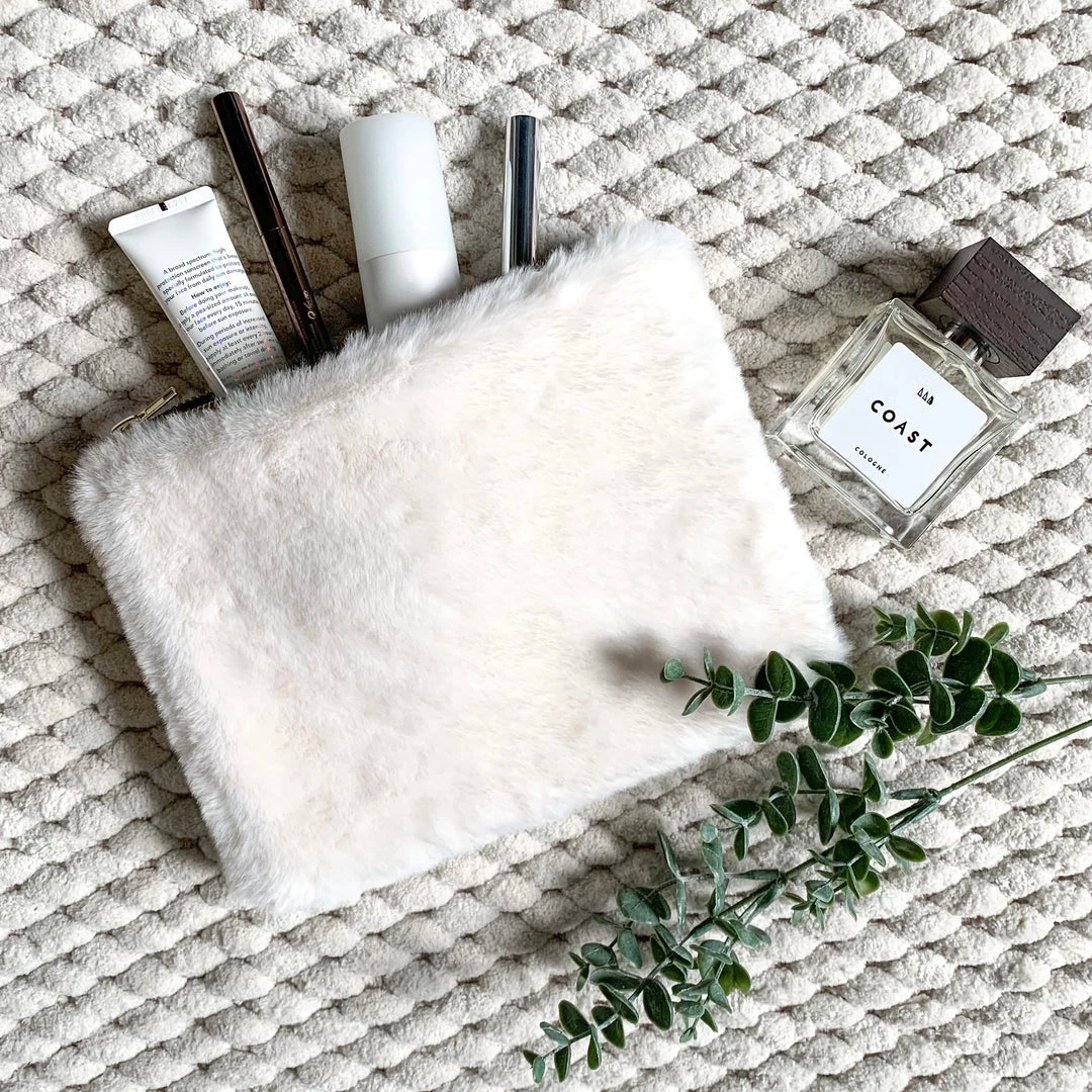 Parlane Faux Fur Washbag In Winter White