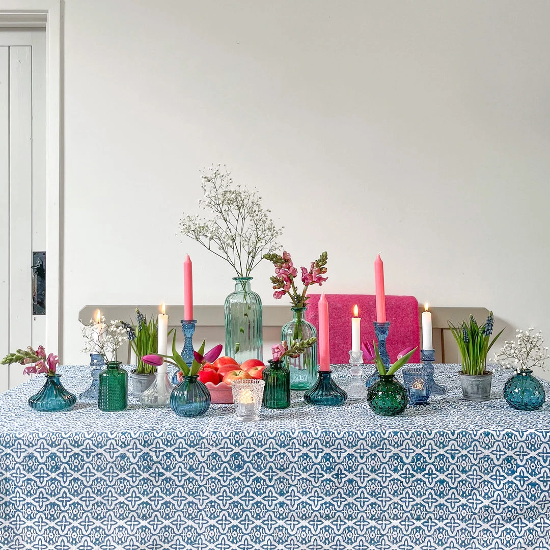 Terrace And Garden Round Blue Glass Bottle