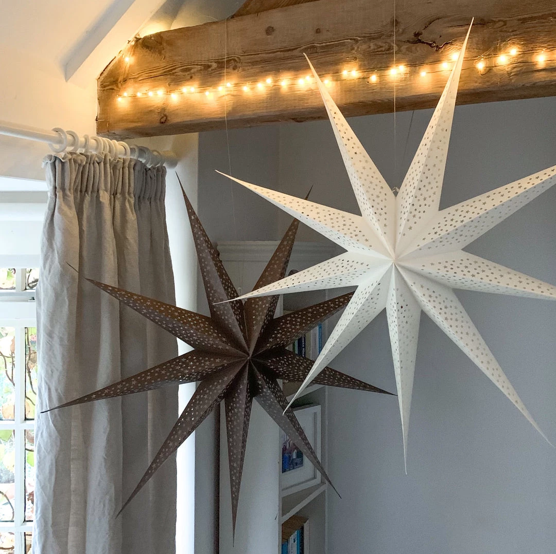 Chic Antique CHRISTMAS Vintage Off-White Paper Star Decoration 90cm
