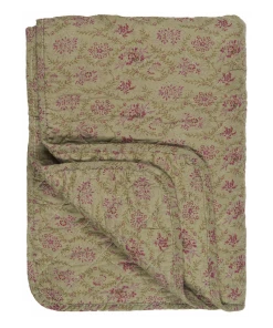 IB Laursen Olive And Pink Floral Quilt