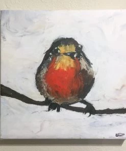 Camperdown Lane Robin Print On Canvas