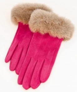 Powder Faux Fur Gloves In Fuchsia Loungewear And Accessories