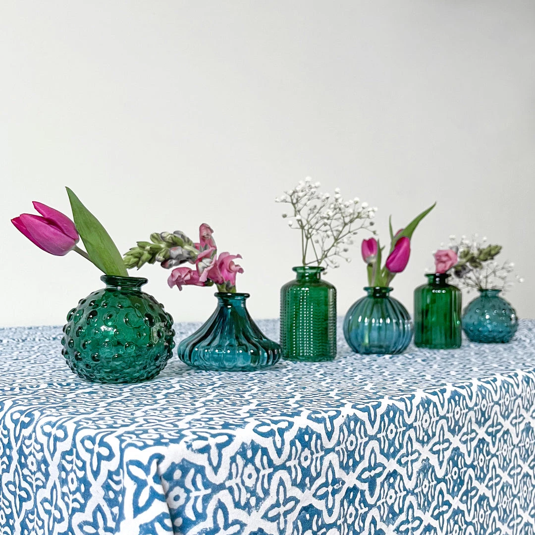 Terrace And Garden Round Blue Glass Bottle