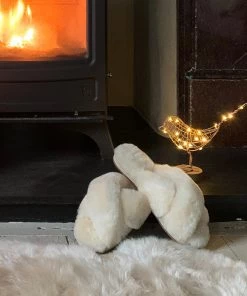 Fenland Sheepskin Crossover Slippers In Natural Last Chance To Buy