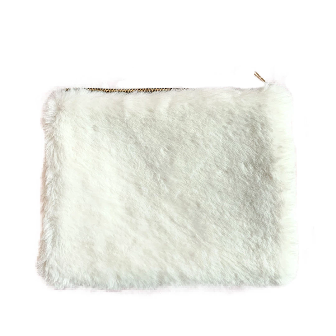 Parlane Faux Fur Washbag In Winter White