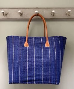 Basket Basket Navy Pinstripe Basket Bag Large Last Chance To Buy