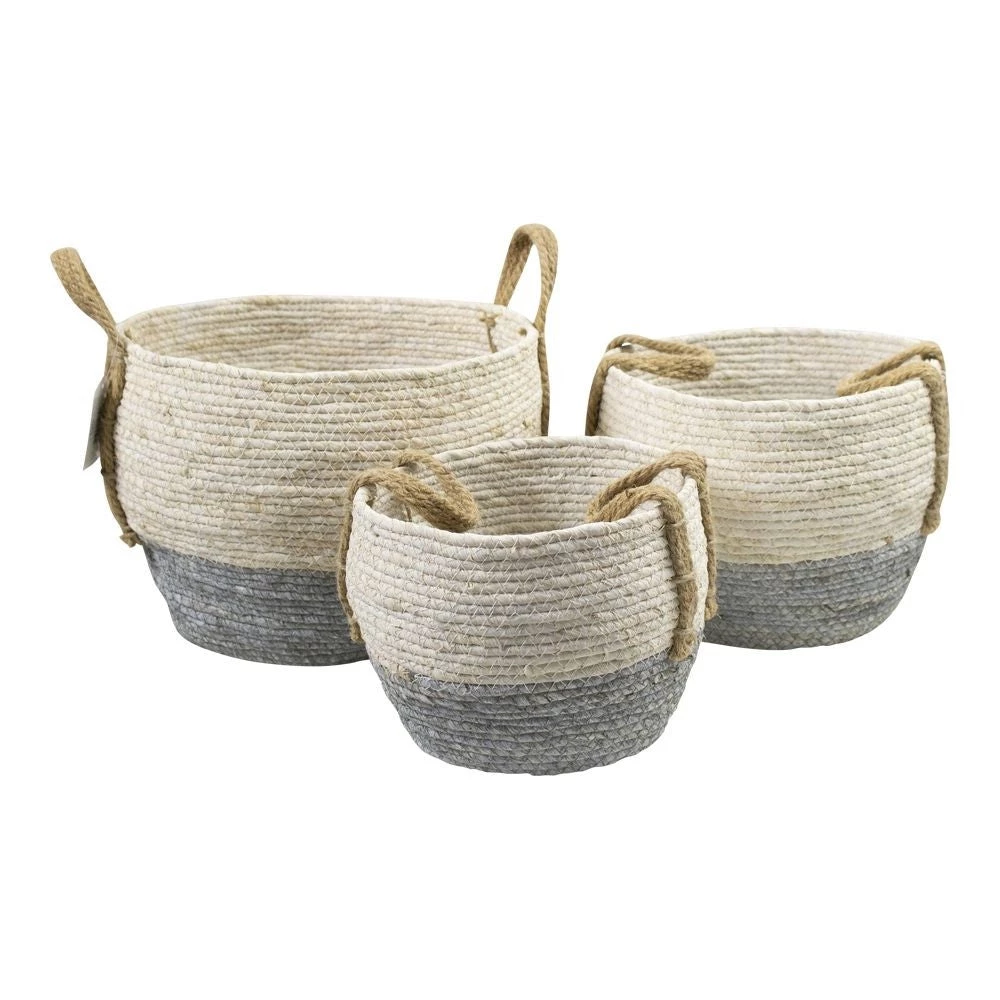 Mars And More Last Chance To Buy Light Grey And Natural Rustic Basket - Medium