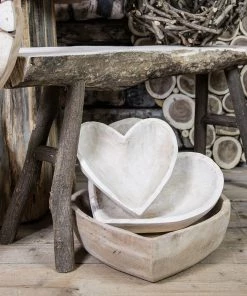 Mars And More Carved Wooden Heart Dish Large