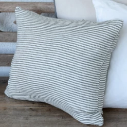 Raine & Humble Olive Striped Linen Cushion Cushions