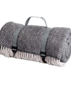 Camperdown Lane Last Chance To Buy Polo Picnic Rug In Charcoal Herringbone