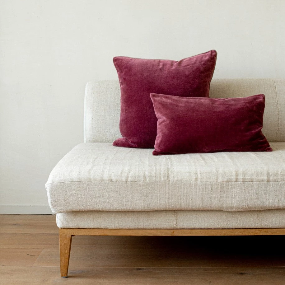 Also Home Cushions Velvet Rectangle Cushion Pomegranate Pink